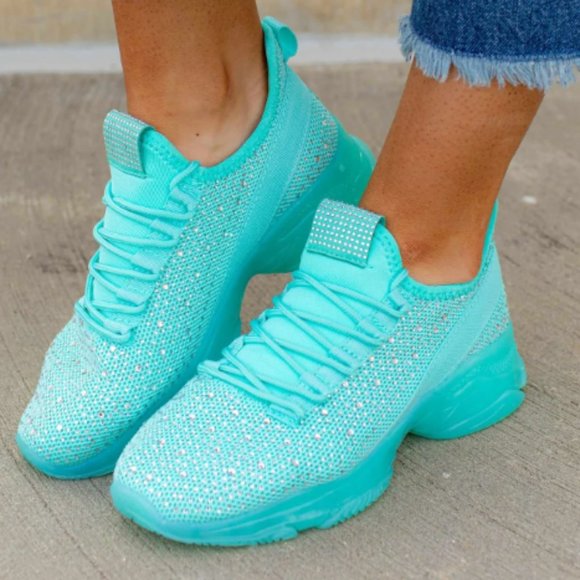 Mint Bling Sneakers - Picture 1 of 3